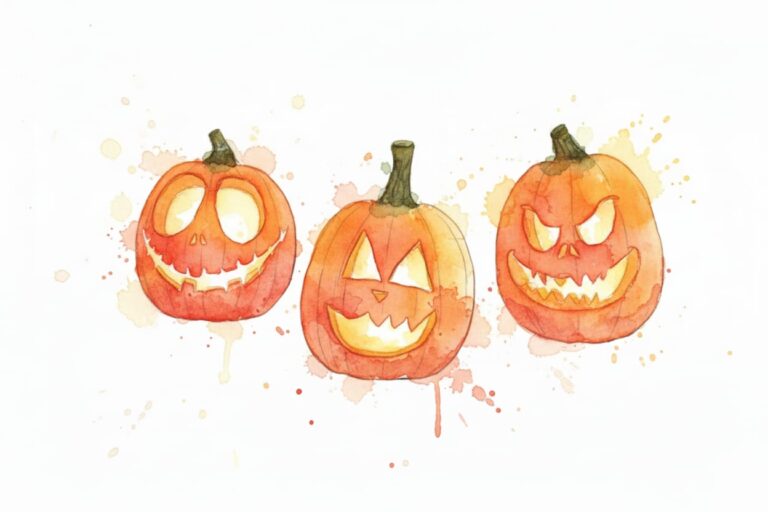 Draw Jack-O’-Lantern: Reference Photo, Sketch & Watercolor